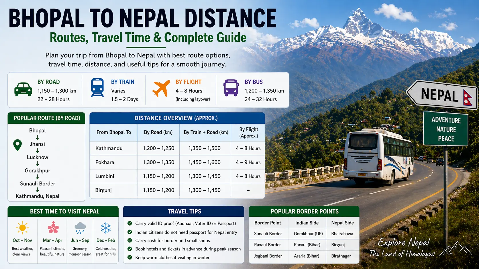 Bhopal to Nepal Distance