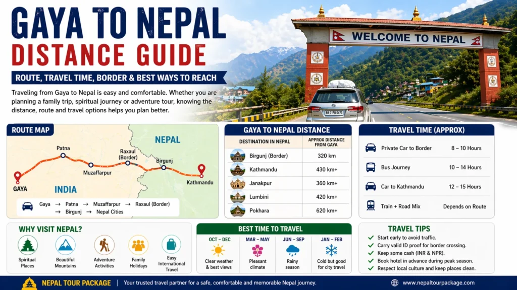 Gaya to Nepal Distance