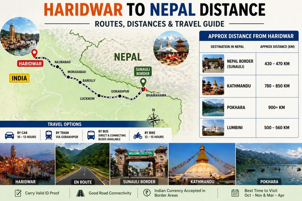 Haridwar to Nepal Distance