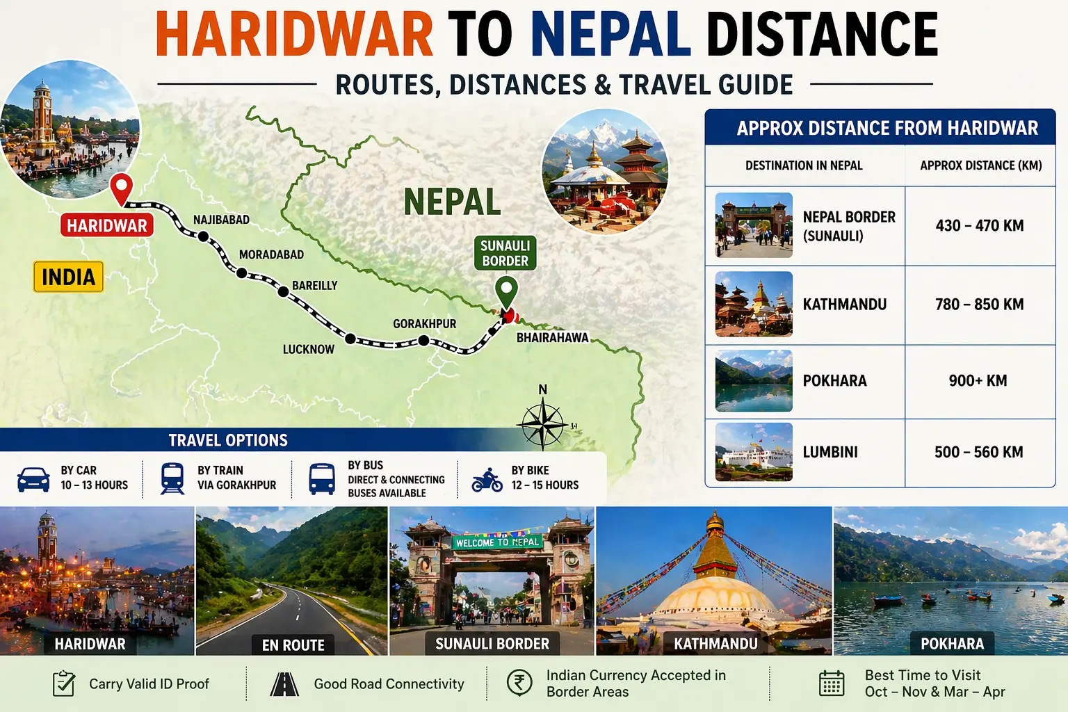 Haridwar to Nepal Distance
