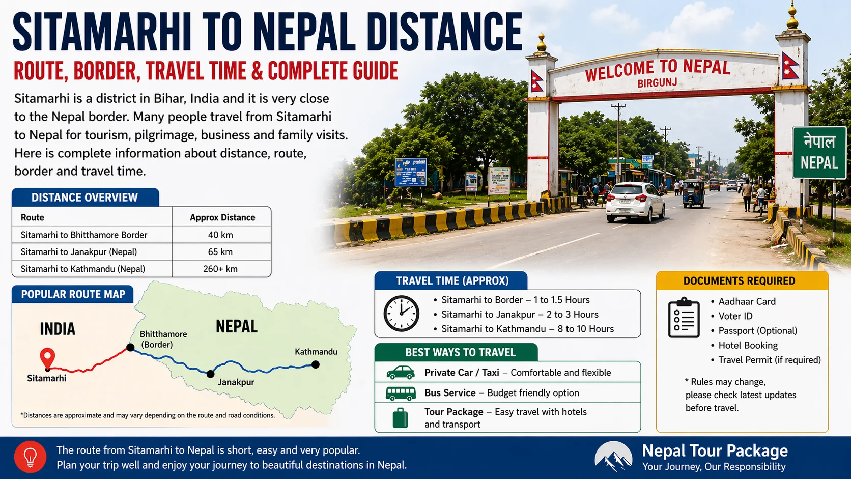 Sitamarhi to Nepal Distance