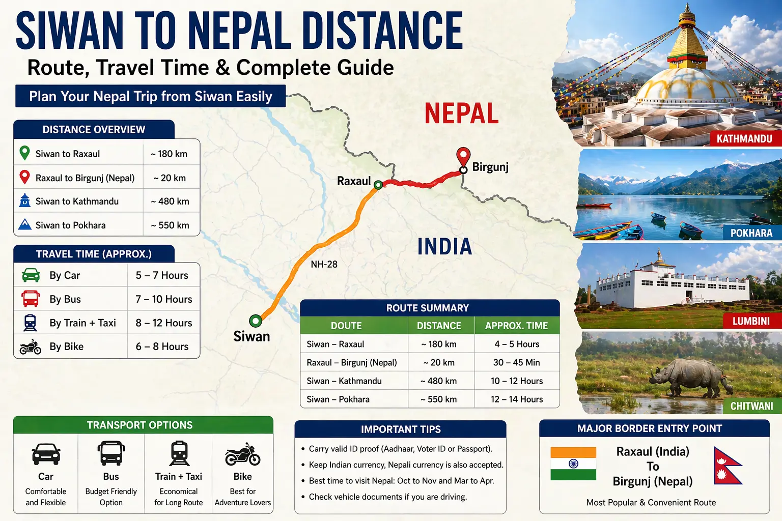 Siwan to Nepal Distance