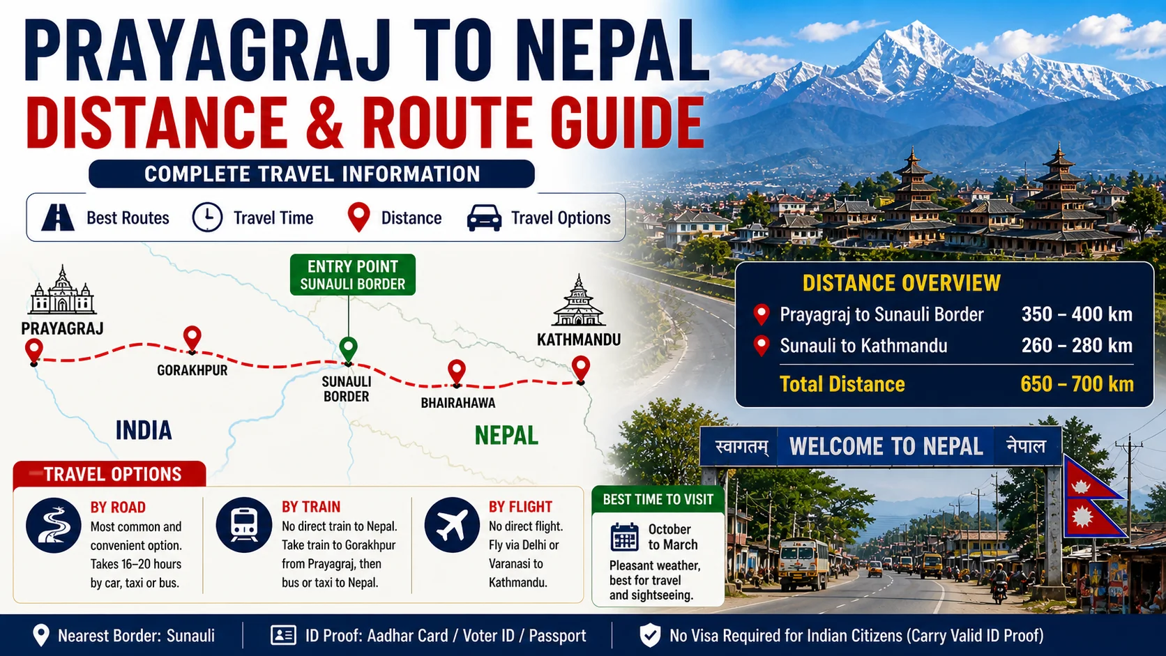 Prayagraj to Nepal Distance